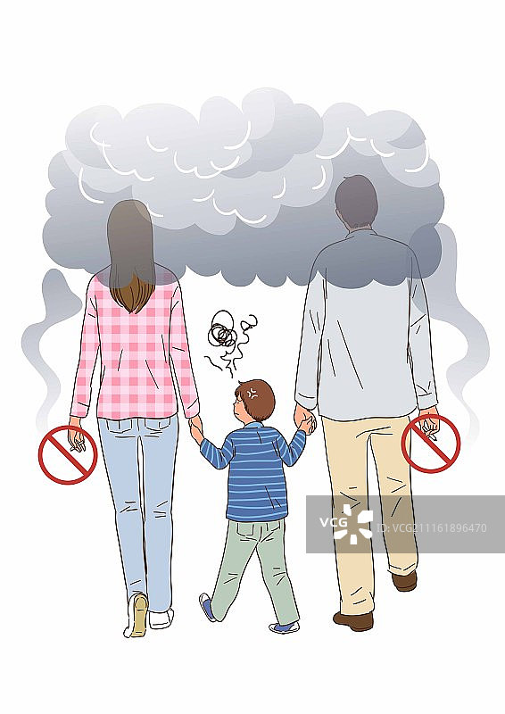 吸烟(问题)，吸烟(主体)，烟草产品(人造物体)，吸烟问题(概念)，二手烟，家庭，儿童(人类年龄)，压力(概念)图片素材