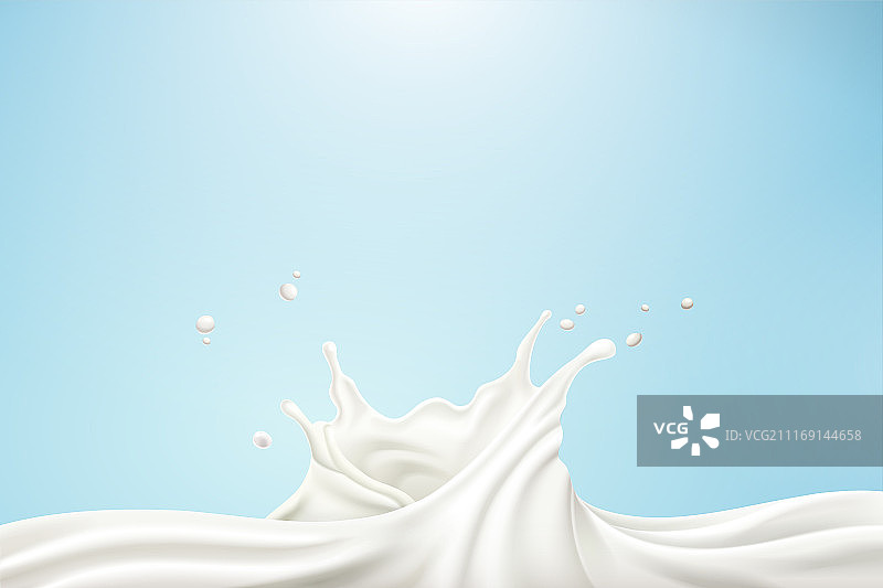 喷溅牛奶特效与蓝色背景素材图片素材