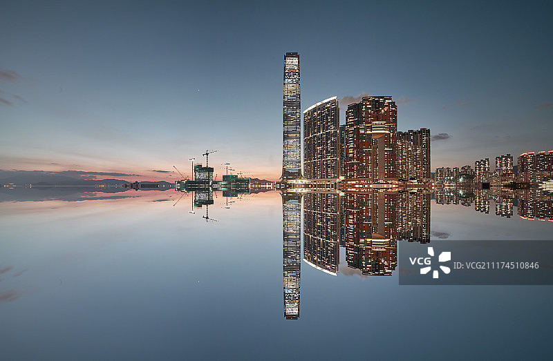 香港天际100海平面天际线图片素材