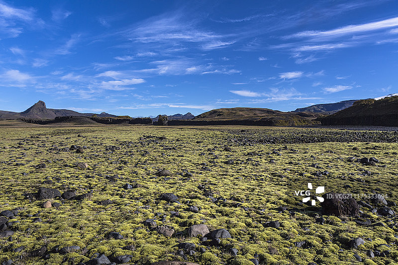 后板显示了冰岛的黑色火山岩景观图片素材