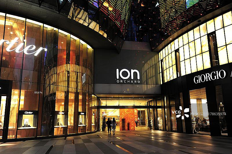 ionorchard购物中心夜间，乌节路，现代建筑，中央区，中央商务区，新加坡，亚洲图片素材
