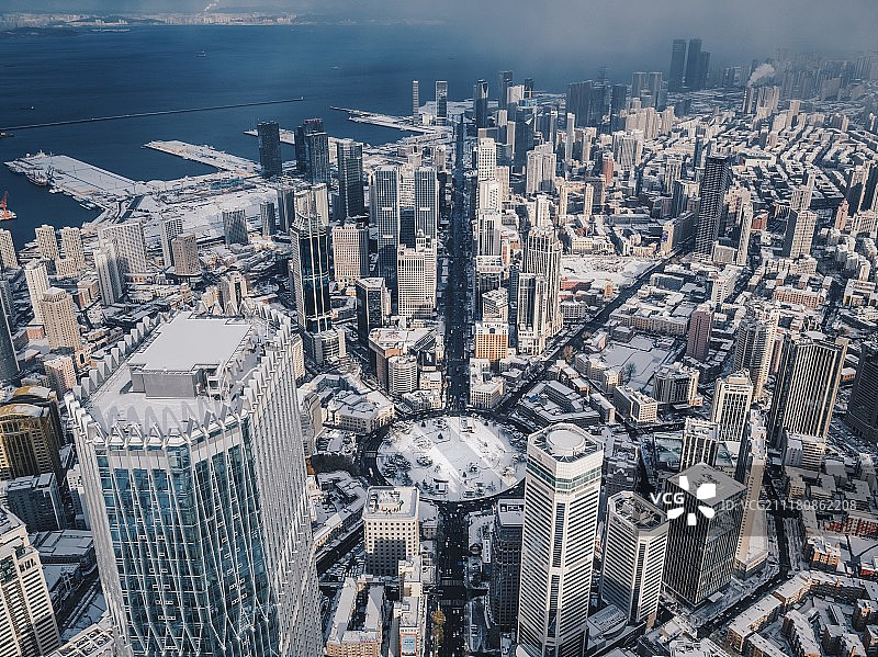 大连雪后城市图片素材