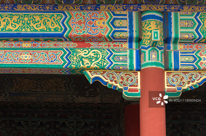 故宫传统建筑彩绘特写图片素材