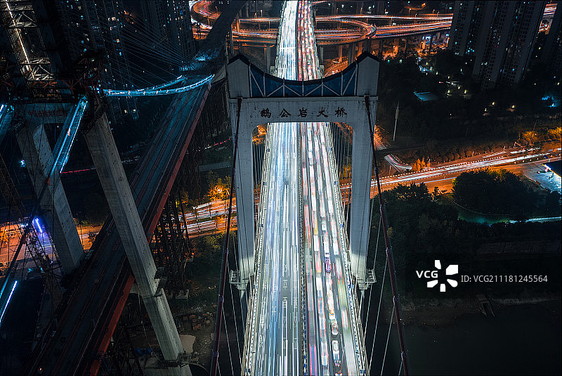 鹅公岩长江大桥夜景图片素材