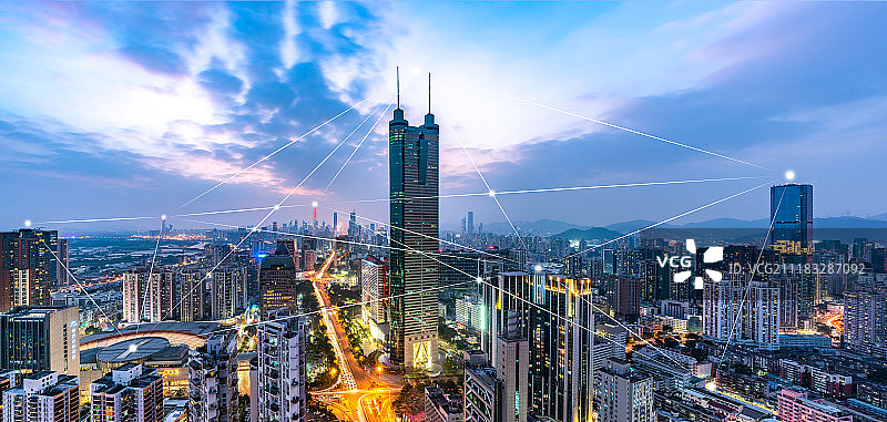 深圳城市风光和金融大数据概念图图片素材