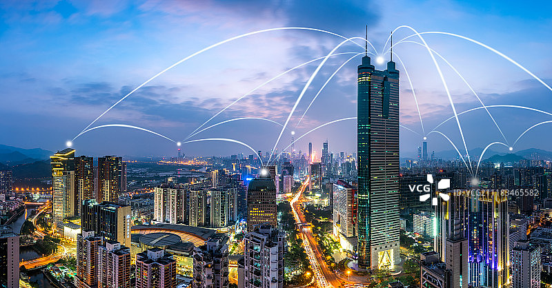 深圳城市风光和大数据概念图片素材