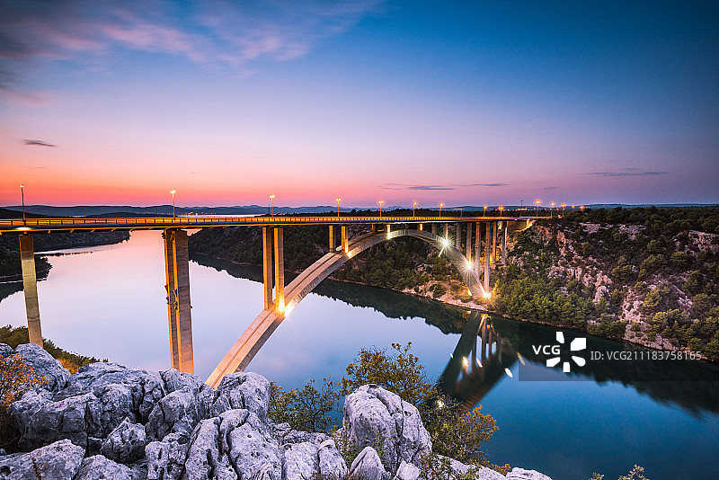 克罗地亚斯克拉丁附近的西本尼克桥图片素材