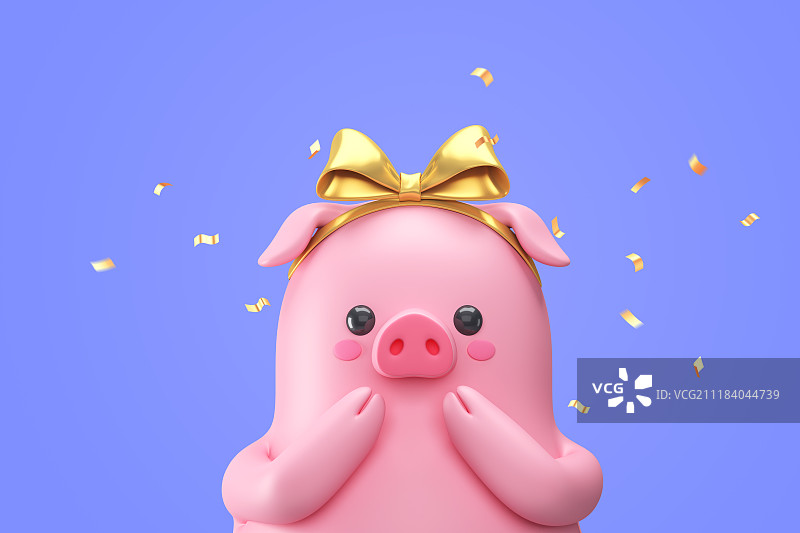 3D金猪人物，2019猪年卡通设计。019图片素材