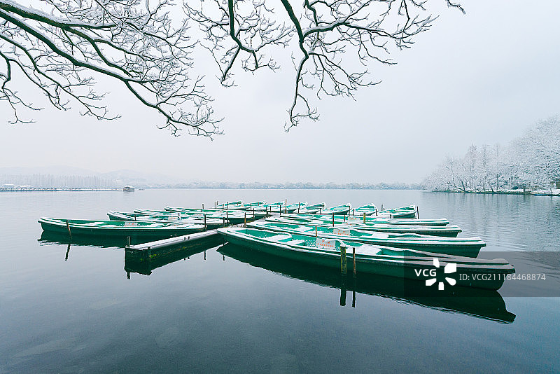 杭州西湖雪景图片素材