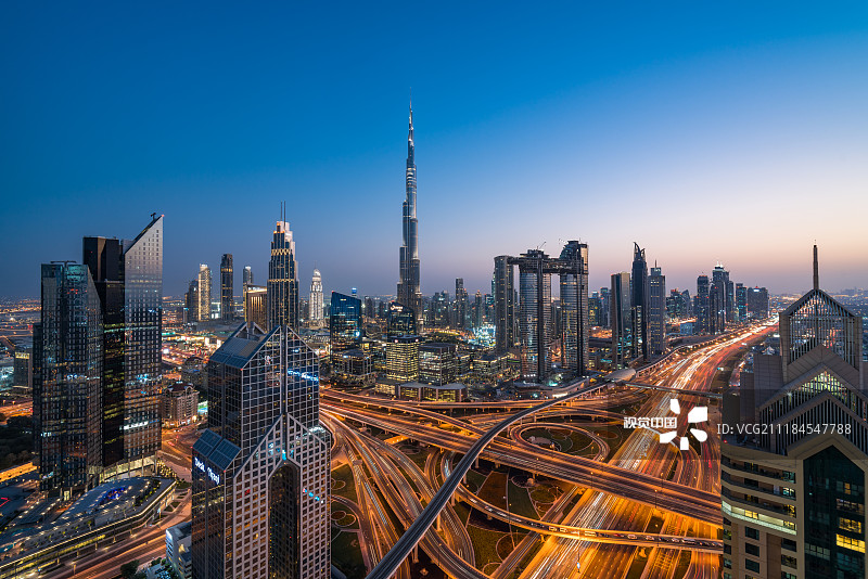 迪拜城市夜景图片素材
