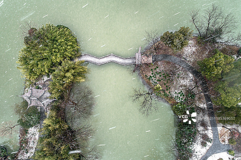 航拍 扬州 瘦西湖  四桥烟雨 冬雪图片素材