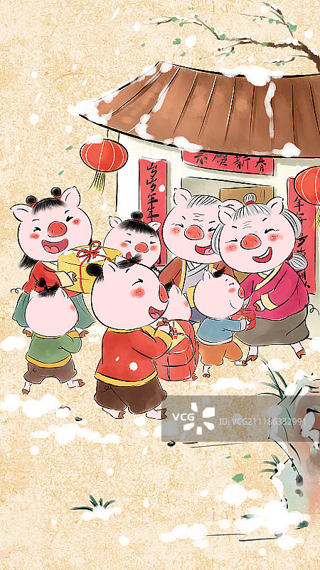 猪年春节年俗系列大年初三回门图片素材