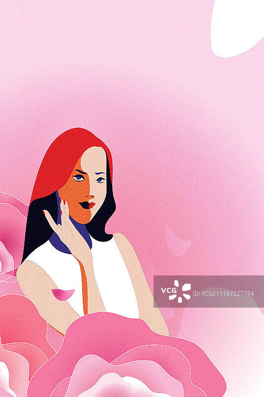 时尚粉红女王节插画图片素材