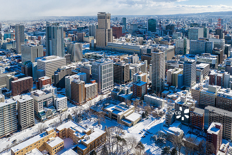 日本北海道札幌城市雪景图片素材