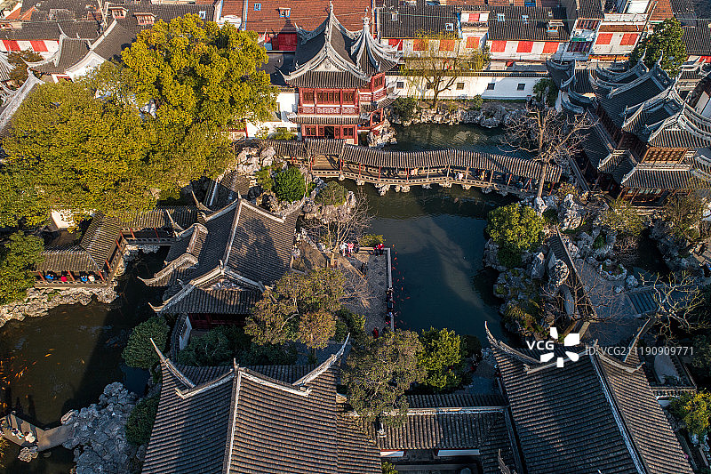 航拍上海豫园中国园林图片素材