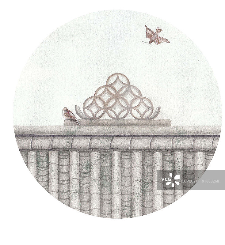 原创水彩手绘风景小鸟插画图片素材