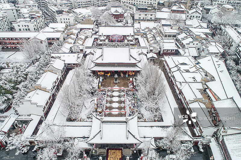 航拍 南京 大雪后的夫子庙图片素材