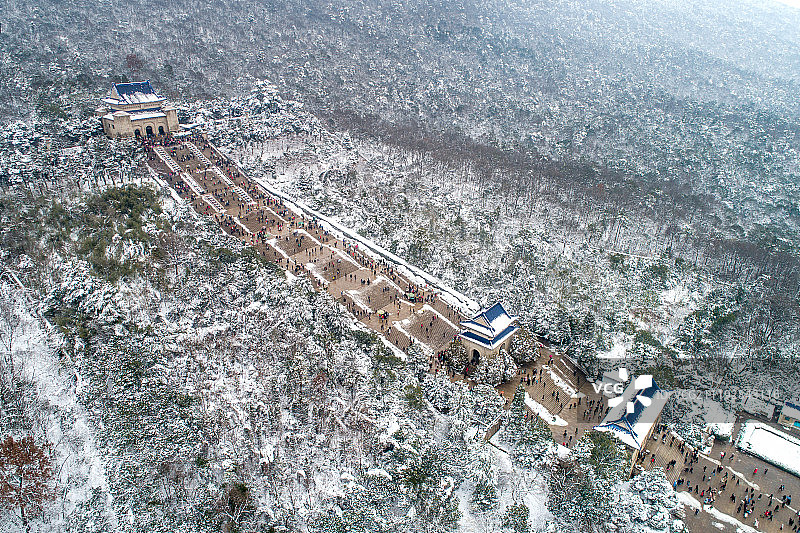 航拍 南京 大雪后的中山陵图片素材