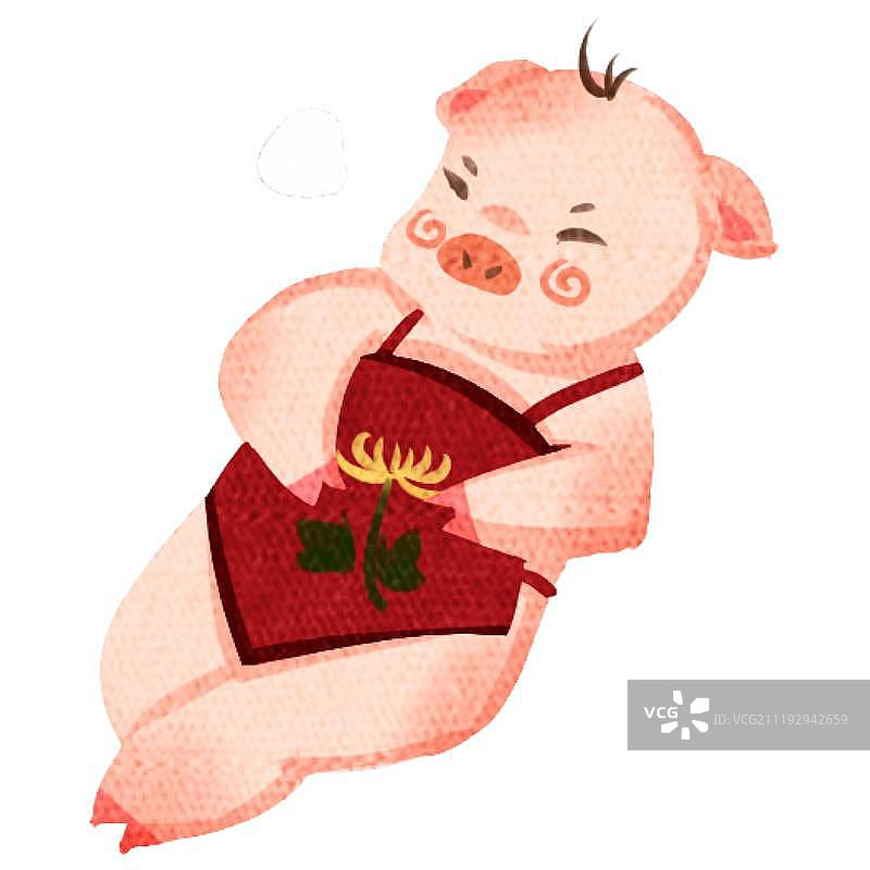 中国风猪年猪娃娃睡觉打呼噜图片素材