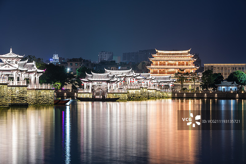 潮州广济桥夜景图片素材