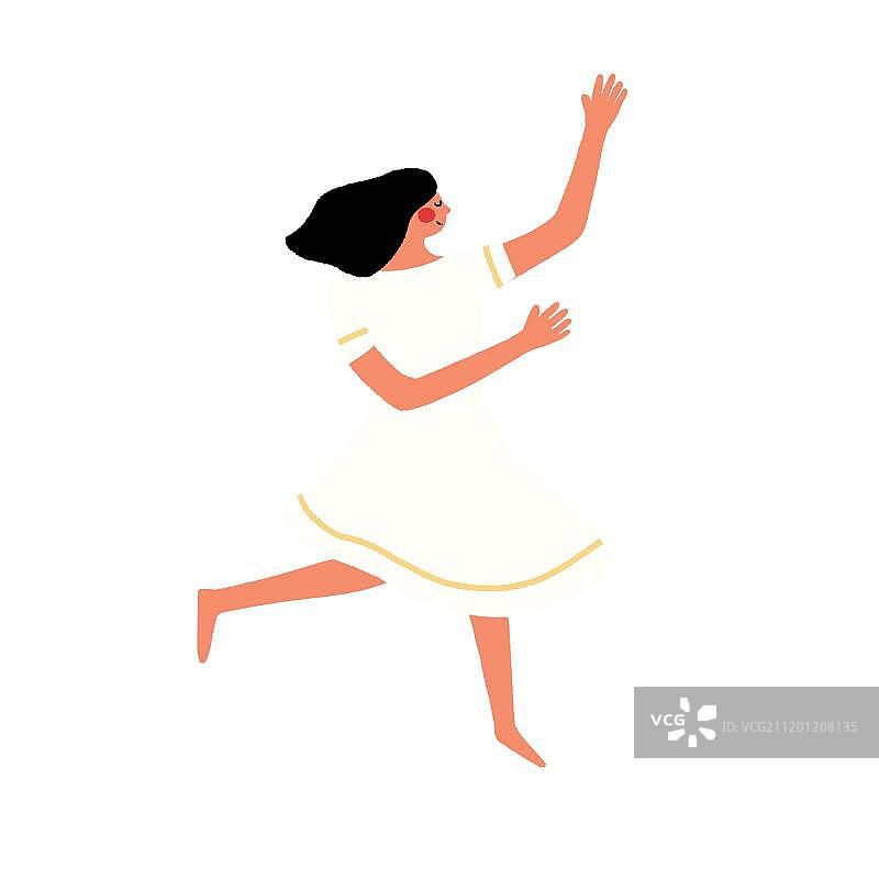 穿白裙子跳舞的女人图片素材