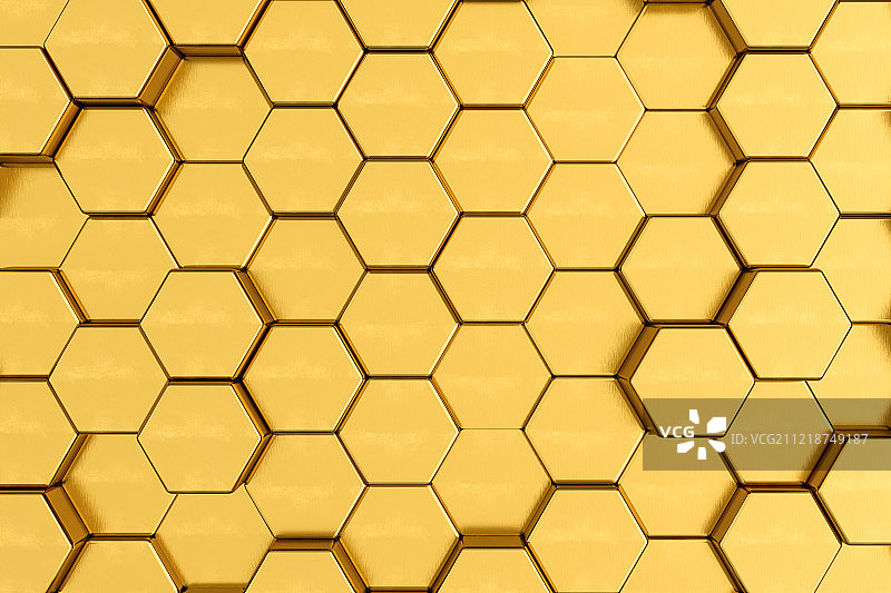 3D黄金六边形蜂巢图片素材