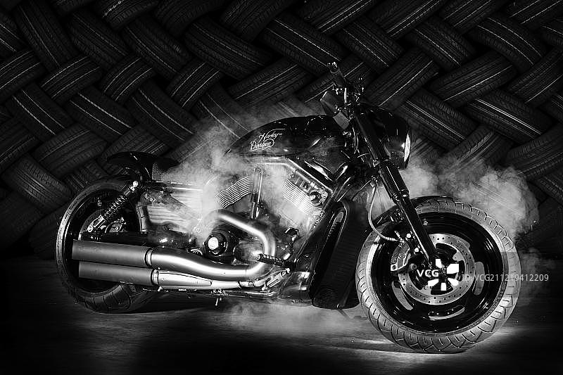 摩托车，哈雷戴维森，单色，德国，欧洲图片素材