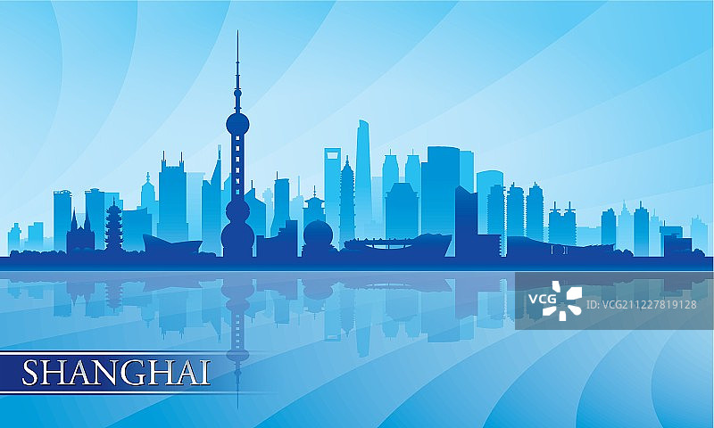 上海城市天际线剪影背景图片素材