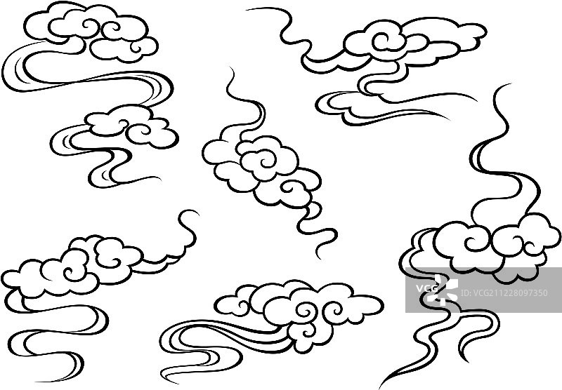 抽象卷轴云图案插图图片素材