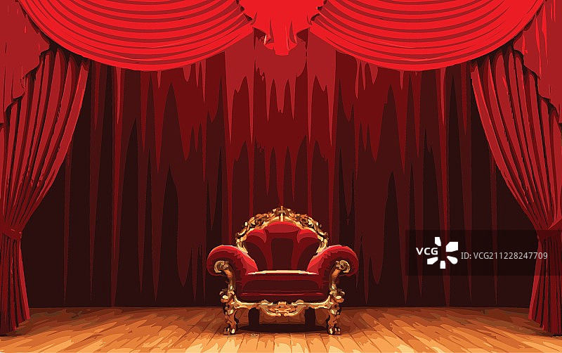 矢量椅和红幕舞台图片素材