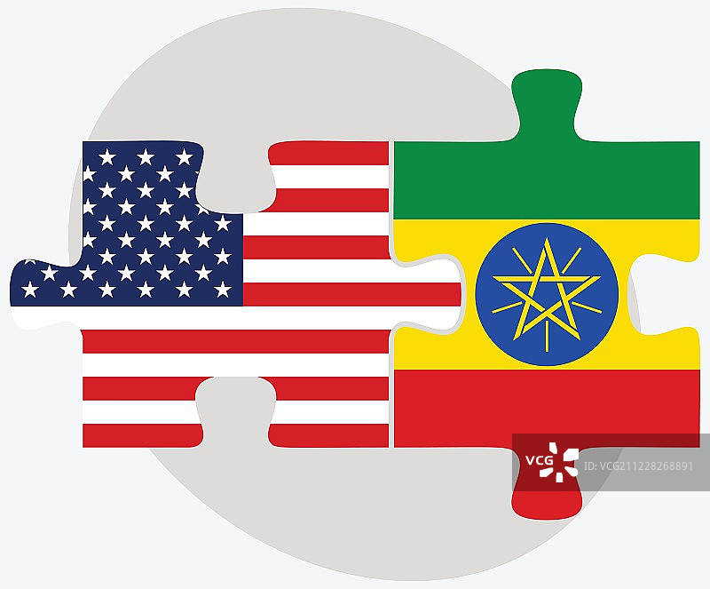 美国和埃塞俄比亚国旗拼图图片素材