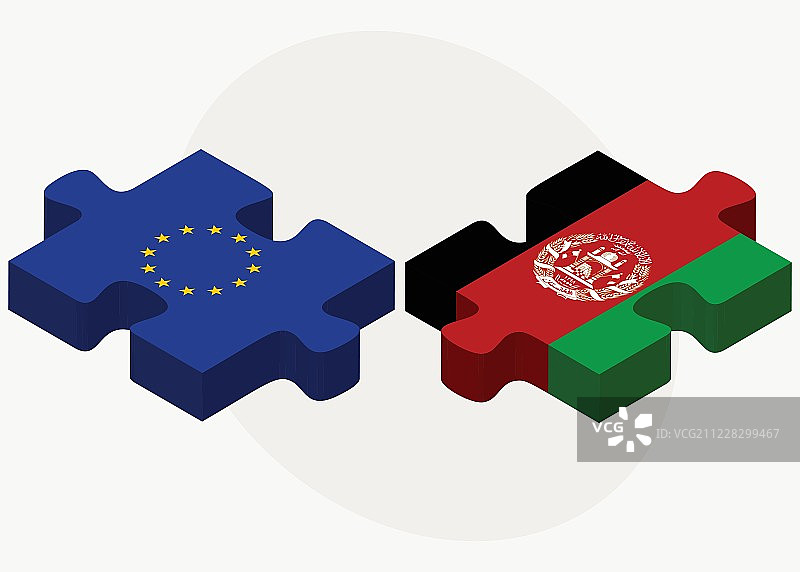 欧盟和阿富汗国旗的拼图图片素材