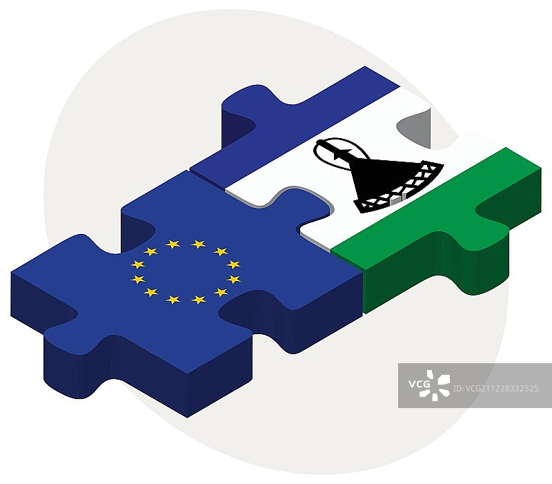 欧盟和莱索托国旗的拼图图片素材