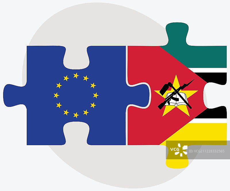 欧盟和莫桑比克国旗拼图图片素材