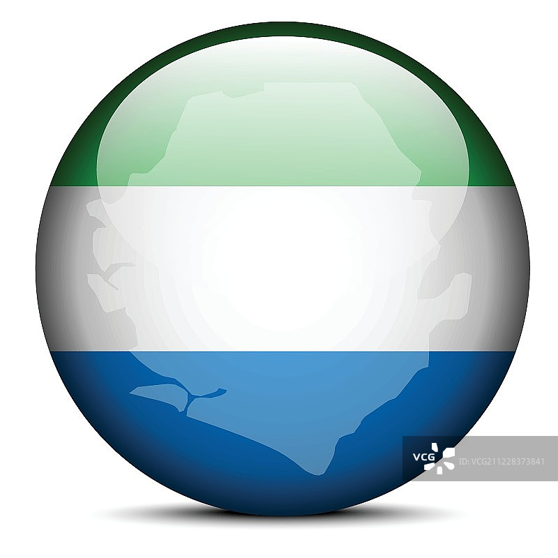 塞拉利昂共和国国旗按钮地图图片素材