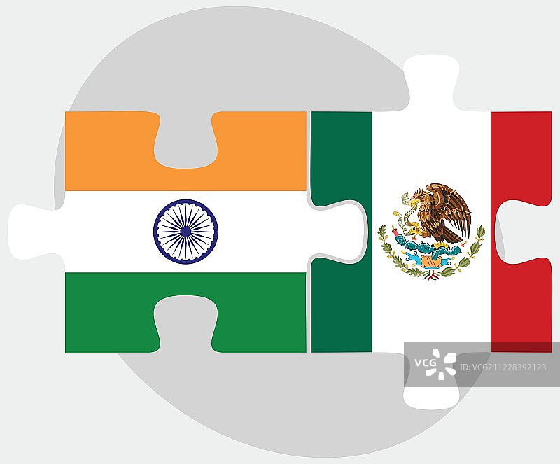 印度和墨西哥国旗拼图图片素材