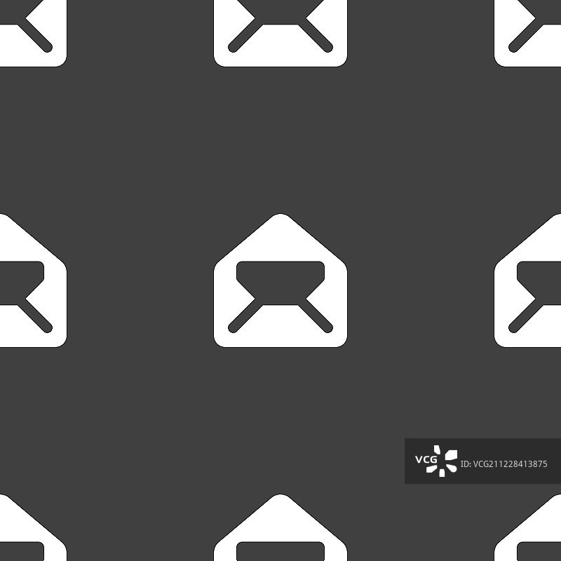邮件、信封、信件的图标标志。灰色背景上的无缝模式。向量图片素材