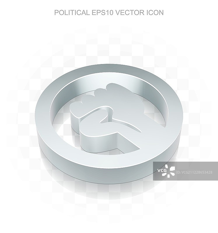 政治图标:平面金属3d起义，透明阴影，EPS 10矢量。图片素材