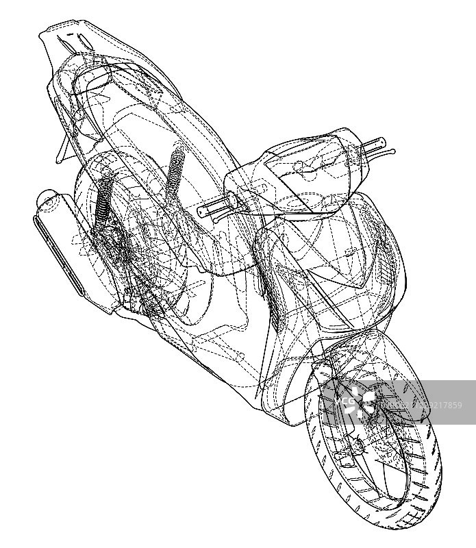 摩托车轮廓的概念。向量图片素材