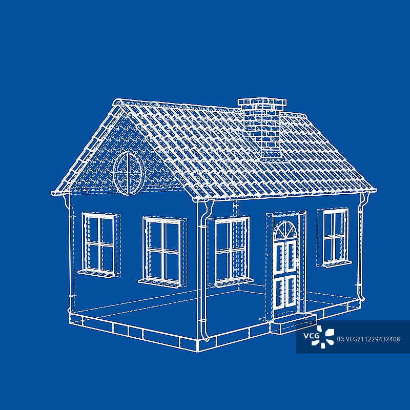 私人房子草图。三维矢量渲染图片素材