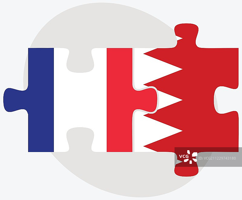 法国和巴林国旗拼图图片素材