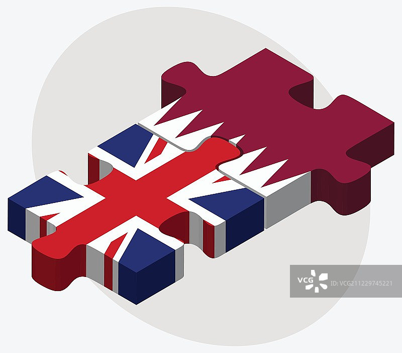 联合王国和卡塔尔国旗图片素材