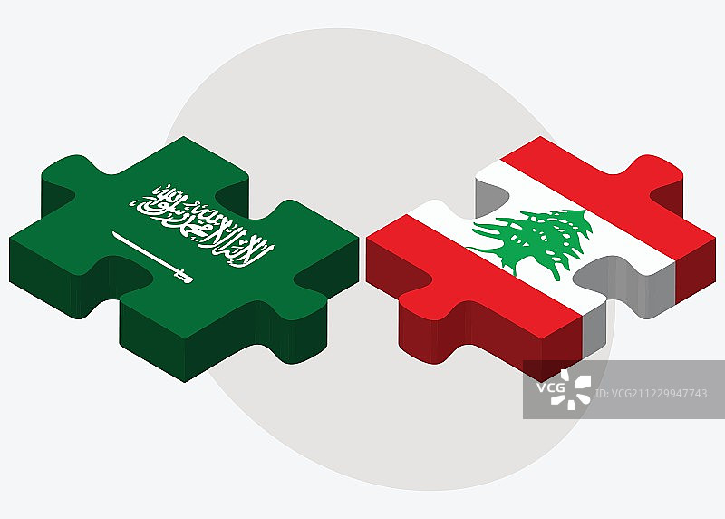沙特阿拉伯和黎巴嫩国旗图片素材
