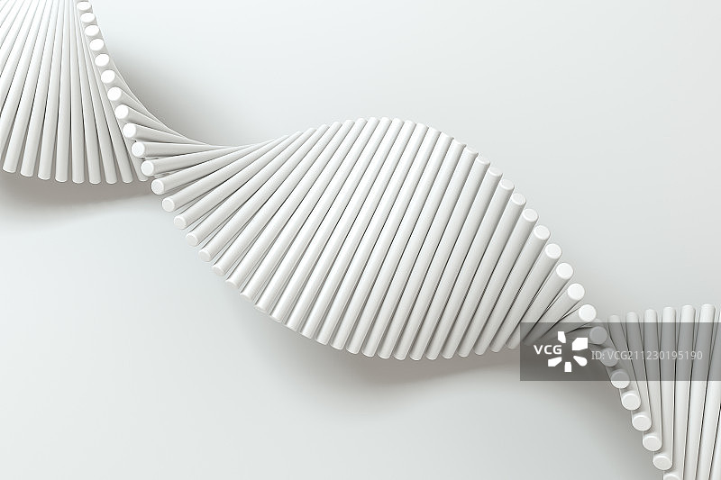螺旋状DNA与白色背景，三维渲染图片素材