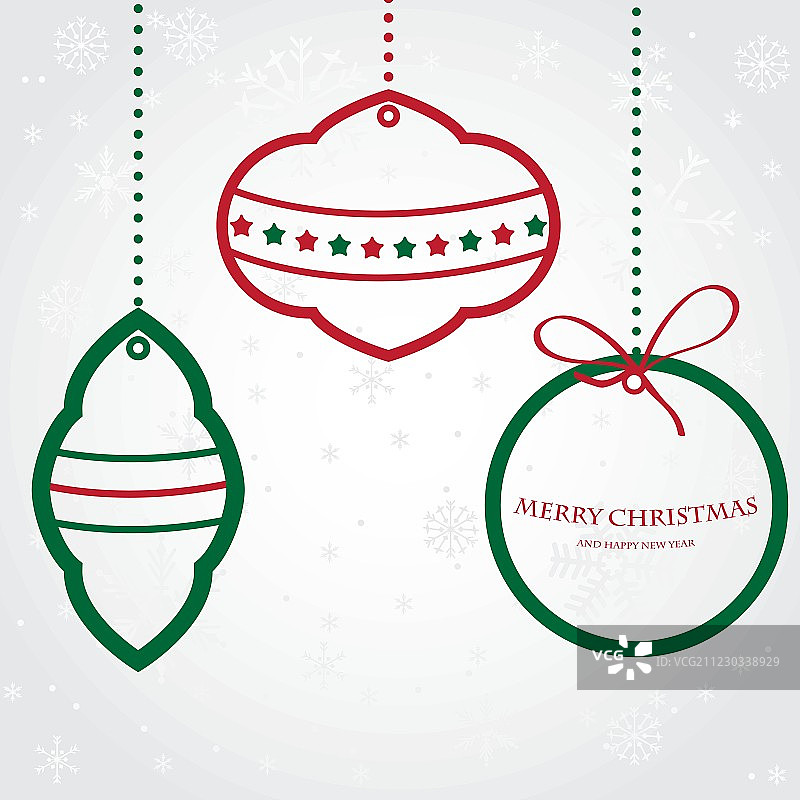 圣诞向量集冷杉树和晚上的球，新年的时钟和节日的钟声图片素材