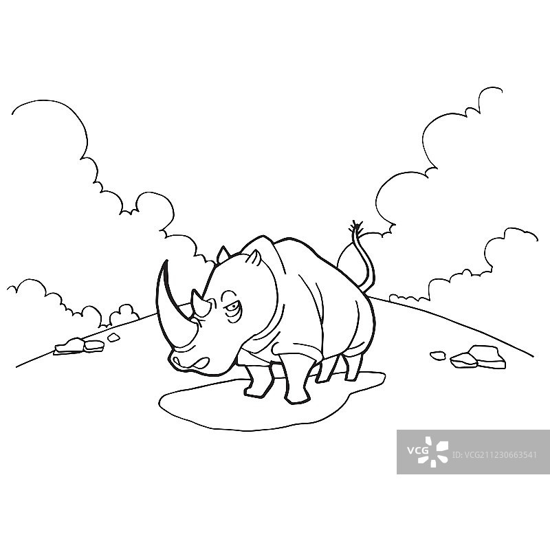 犀牛漫画着色页图片素材