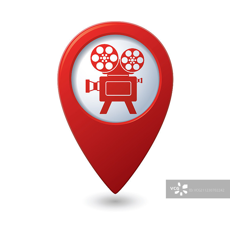 地图指针与电影图标图片素材