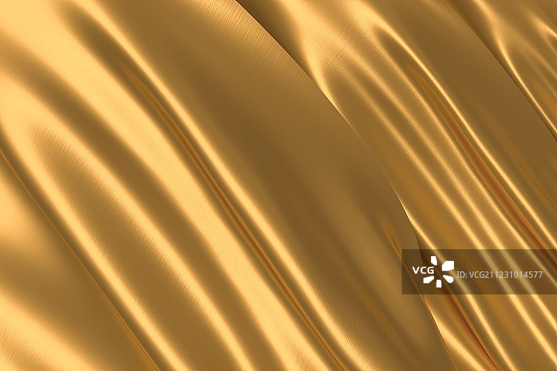金色丝滑布料背景，三维渲染图片素材