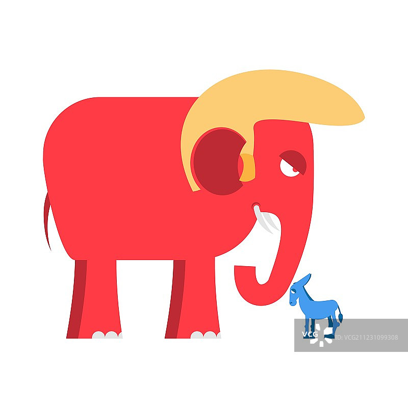 大红象和小蓝驴的象征图片素材