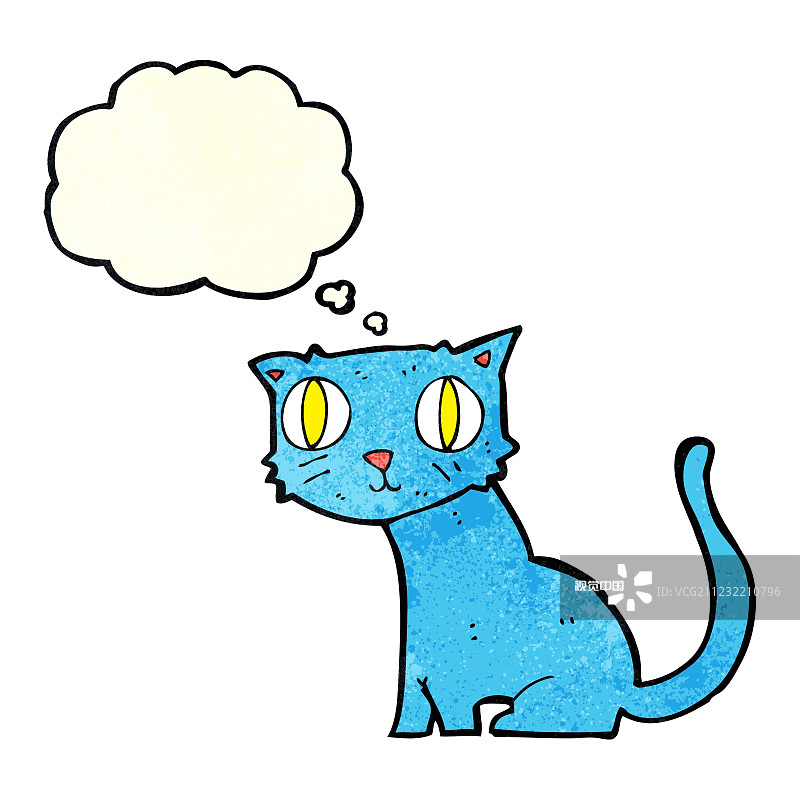 卡通猫与思想泡泡图片素材